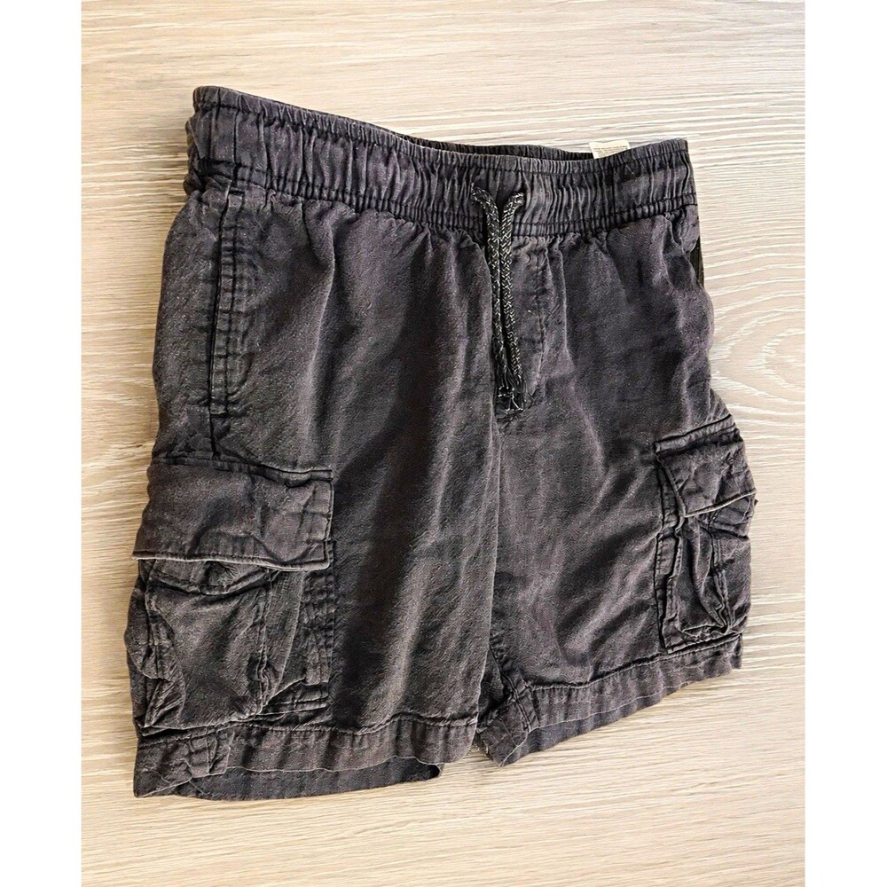 Old Navy Boys Size 8 Gray Cargo Shorts Drawstring Elastic Waist Linen Blend